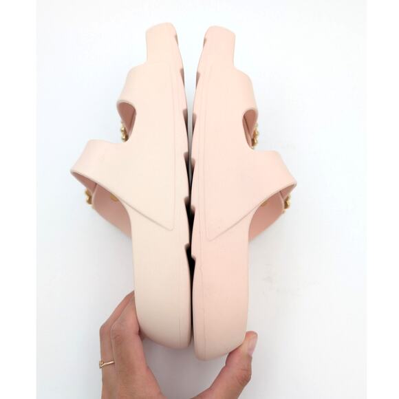 Stuart Weitzman Imitation Pearl Buckle Slide Sandal Pink Size US8B EU38.5 - Picture 6 of 11